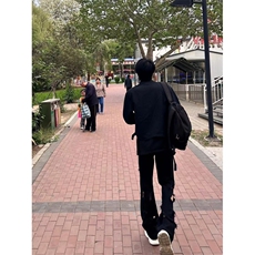 2026新复古破洞微喇叭黑色牛仔裤vibe高街直筒长裤K60436-P38网图，男装牛仔裤，电商B245