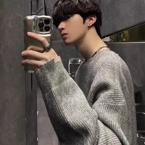 破坏风毛衣男秋冬季潮牌痞帅宽松内搭针织打底衫SW7117图片