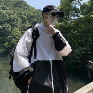 夏季薄款防晒衣男韩版潮流拼色连帽帅气2026新款ins外套W4848-P40图片