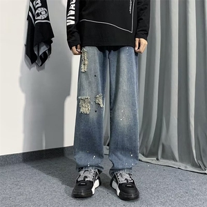牛仔裤男秋季潮大码休闲裤子高街N410P40