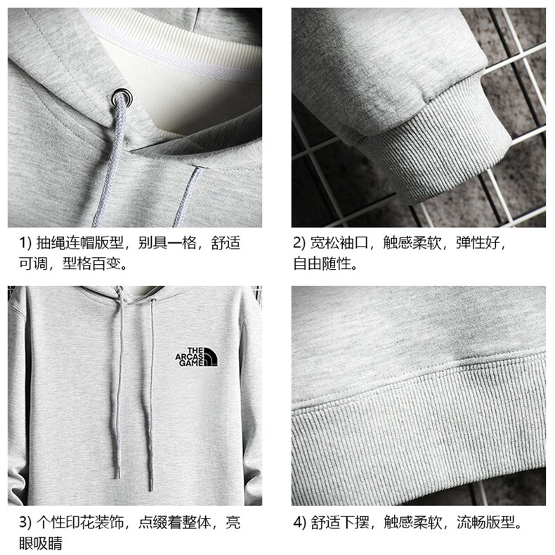 WY2232-P35纯棉连帽卫衣男大码运动帽衫宽松薄网格,男装卫衣,电商A040A