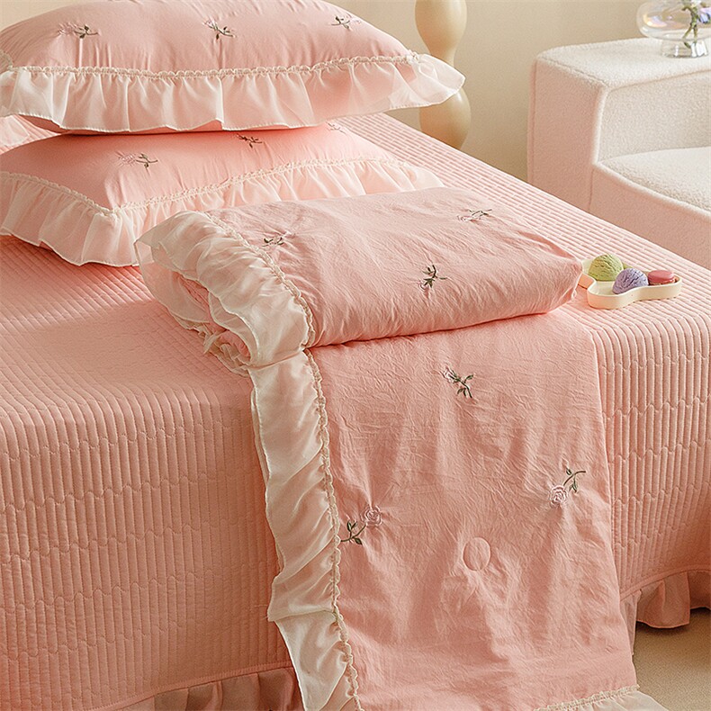 新款韩版绣花床盖夏被四件套，被套/被芯，一起卖家纺