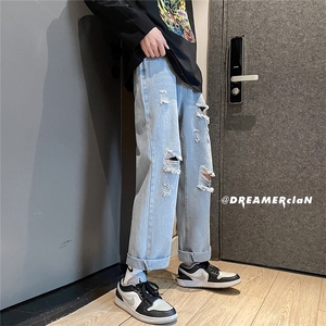 k701-p48-控68 M-5XL 美式高阶黄泥拉链宽松大码牛仔裤cityboy图片