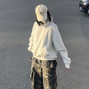 抖音得物高品质二开 秋冬美式高街重磅结构辑明线连帽卫衣外套W75图片