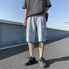 高街牛仔短裤男夏季薄款马裤工装五分裤D970P38，男装牛仔裤，星座1116-2