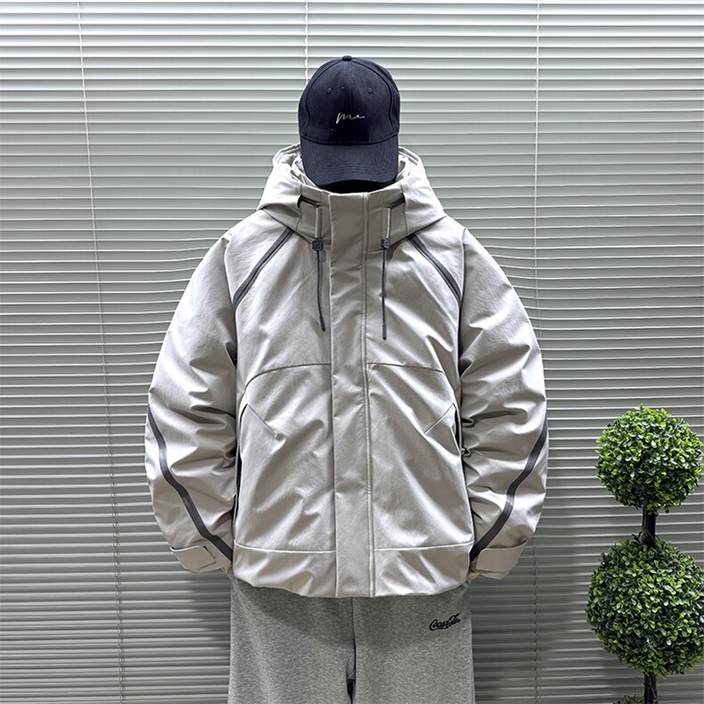 2025新标90白鸭绒工装机能加厚派克男连帽羽绒服外套333-P370，男装羽绒服，钱塘708(原3018)