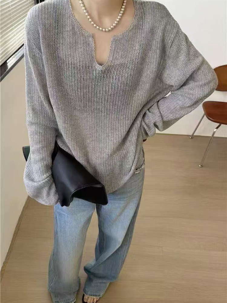 夏季新款防晒针织衫时尚百搭长袖,针织衫/毛衣,锦弘羊绒