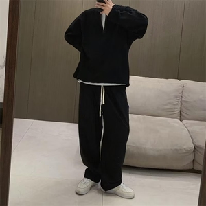 网络图现货！高街解构拼接正肩亨利领长袖T恤R8804-P58图片