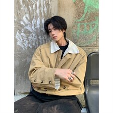 条纹假两件外套男春秋美式复古廓形高级感百搭飞行员夹克JW230,男装夹克,星座516A,四季星座 条纹假两件外套男春秋美式复古廓形高级感百搭飞行员夹克JW230,男装夹克,星座516A,四季星座