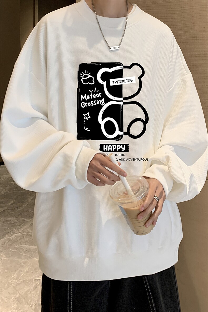 华夫格卫衣圆领卫衣男大码长袖t恤男外套HW76352-P30,男装卫衣,电商A040