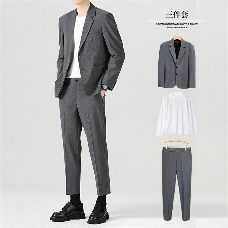 休闲小西装男士韩版修身潮流痞帅气三件套西服套装商务外套上衣,男装西服套装,星座505-2（原电商A260-1)