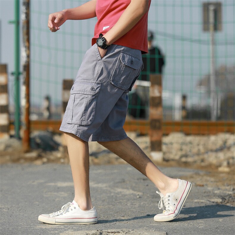 2023夏季纯工装短裤男百搭休闲七分马裤潮牌ins中裤G2813P45,男装休闲裤,星座914