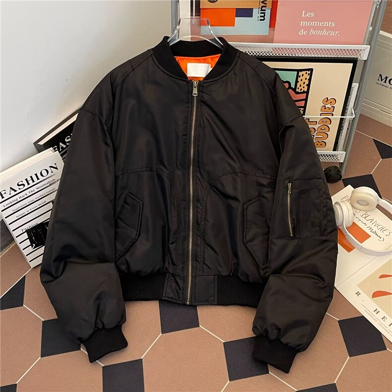 飞行员棉服夹克短宽廓形工装外套男秋冬棒球服8213 P85图片