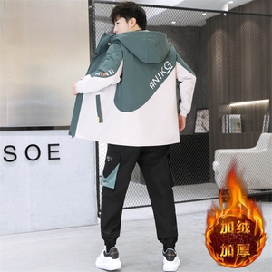 2025秋冬加绒套装男士休闲两件套装图片