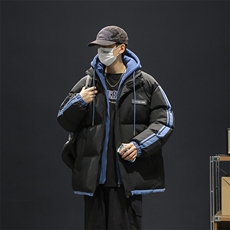 棉衣男冬新款男士青年保暖棉服情侣款假两件加厚连帽外套M082-P65，男装棉衣，星座1403A