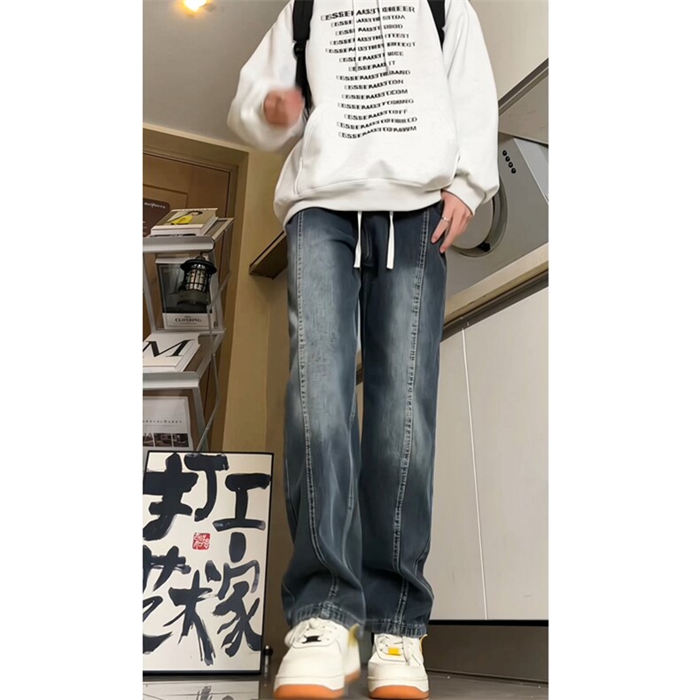 现货~牛仔裤男美式复古裤子宽松直筒阔腿长裤BK420-P50,男装牛仔裤,星座515