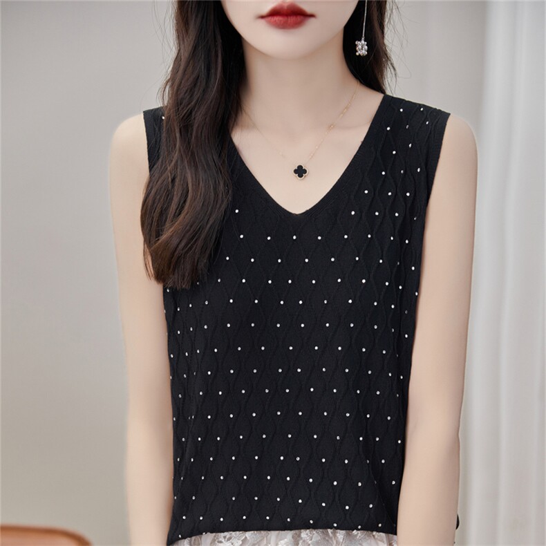 配西装外套里面的内搭打底小衫冰丝针织短款无袖性感吊带背心女薄，女装背心吊带，暖姿羊绒