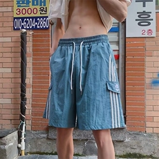 夏季休闲宽松短裤侧条纹带抽绳口袋DK1078p33，男装牛仔裤，星座1013