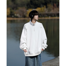 8XL-M星星铆钉半拉链卫衣大码重磅痞帅高街小众立领外套WY5109P58，男装卫衣，电商B238