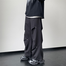 703-K322-P45秋季铆钉褶皱休闲直筒个性长裤，男装休闲裤，星座703
