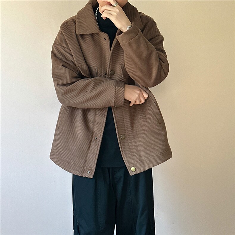 现货%羊毛-高品质呢料外套宽松毛呢大衣夹克-A131-105图片