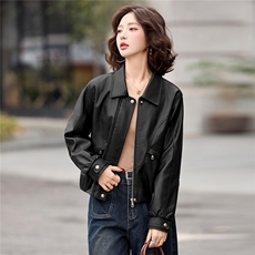 2026春装新款经典时尚皮衣小外套机车服女装，女装皮衣，1C078