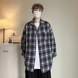 花衬衫男小众长袖衬衣日系痞帅秋季上衣春秋港风复古外套男XXX22图片