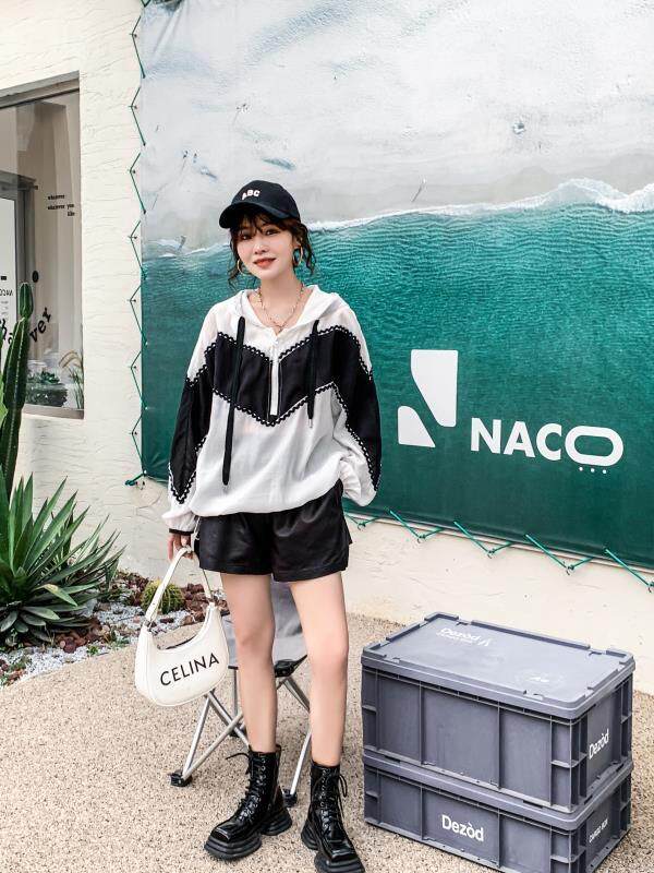 爱美欧秋装现货撞色拼接卫衣，女装卫衣/绒衫，爱美欧