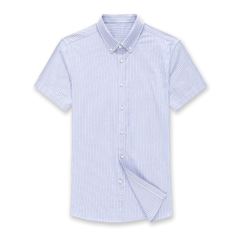 DN22119限价128元夏季男式薄款短袖衬衣修身免烫休闲条纹衬衫P72,男装衬衫,电商B360