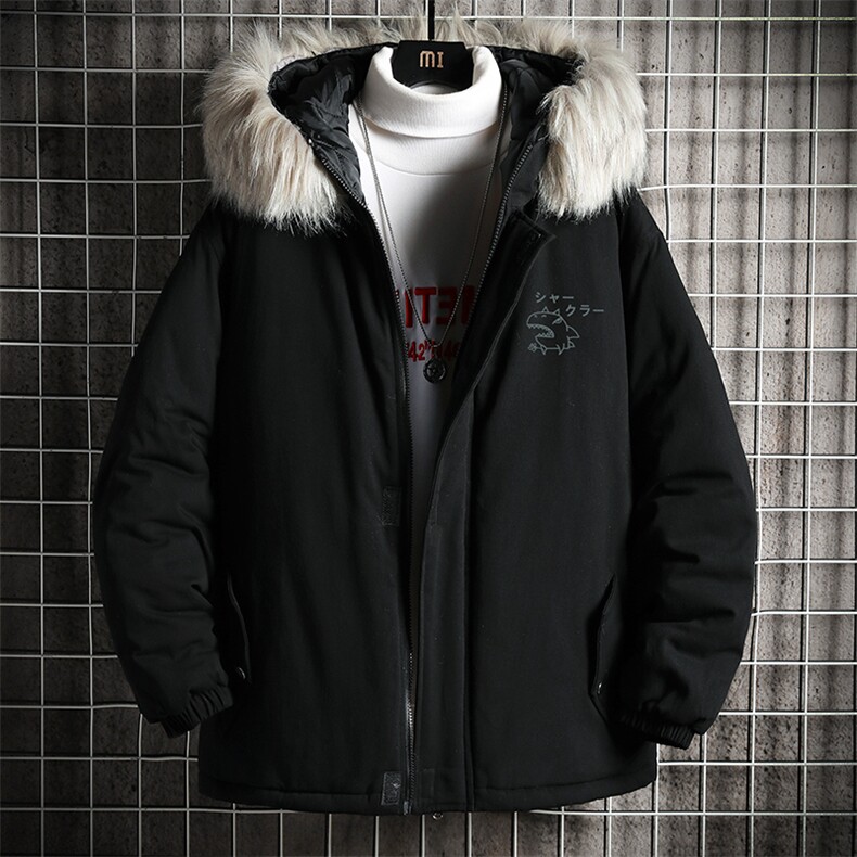 MM48092-P130冬季大毛领衣男士大码加厚袄男服网格挂拍,男装棉衣,电商A040A