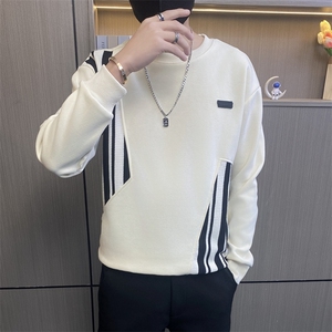 W3287-特P50社会小伙卫衣男男士撞色拼接个性长袖T恤潮流修身图片
