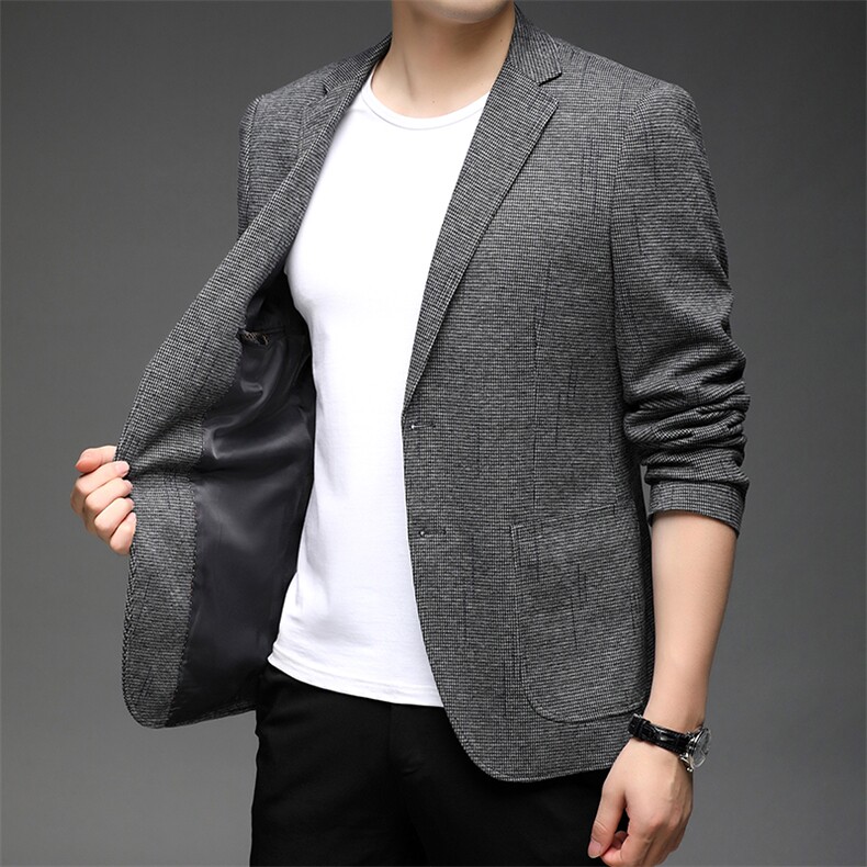 秋季新款男装商务休闲中年男士西服外套时尚百搭西装爸爸上衣男装图片