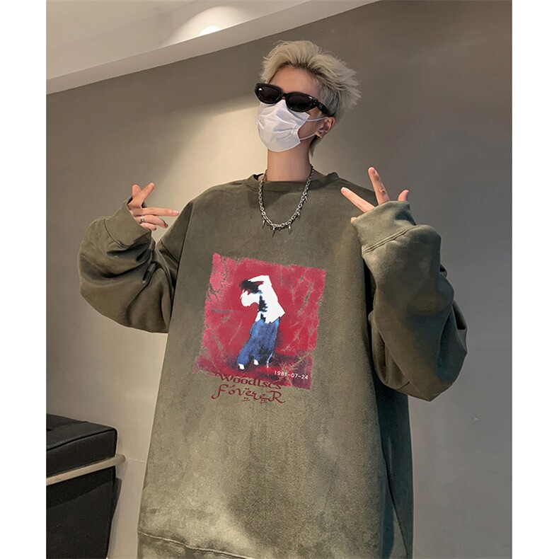 抖音得物供货提供视频秋冬重磅美式麂皮绒圆领卫衣JY333,男装卫衣,电商A486