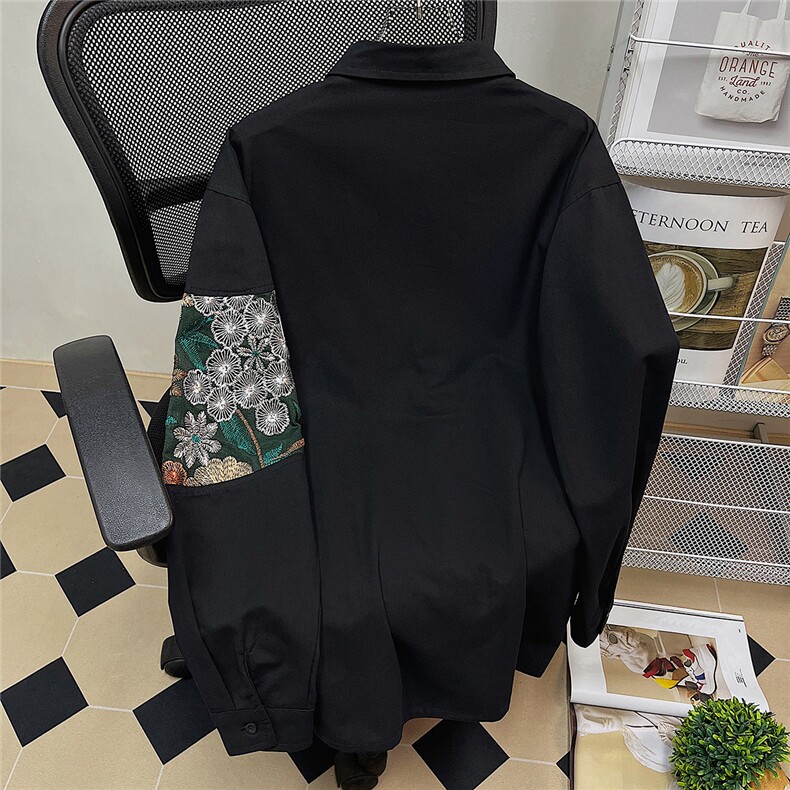 1刺绣潮M-5XL大码95%聚酯纤维5%氨纶长袖衬衫男CS9743P50控78,男装衬衫,星座226-2