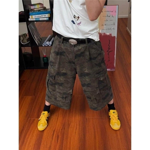 迷彩工装裤美式高街hiphop街舞阔腿裤复古直筒运动裤子24125P40