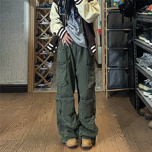 欧美街头工装裤男春秋潮牌多口袋休闲裤宽松直筒拖地裤K4585-P62图片