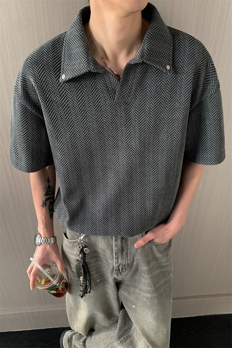 2026夏季新款港风内景大码翻领短袖POLO衫M-5XHT26209-特P20,男装T恤,电商A022