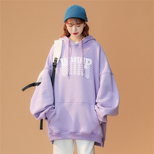 ！2024春装慵懒潮流韩版小众字母印花连帽卫衣 W270 P35控58图片