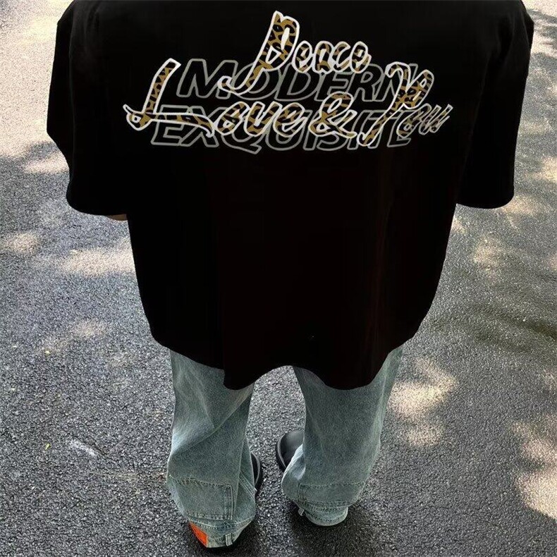 美式高街短袖男夏季穿搭时尚潮流t恤痞帅高级感重磅五分袖T1536,男装T恤,星座1116A（原606A-3）