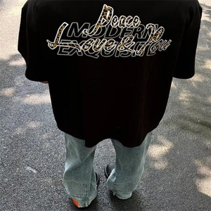 美式高街短袖男夏季穿搭时尚潮流t恤痞帅高级感重磅五分袖 T1536图片