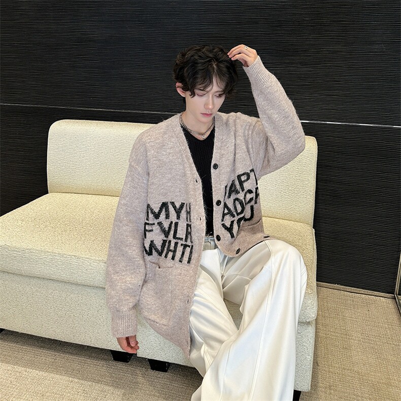 秋冬高级字母慵懒风软糯毛衣开衫男女复古针织外套MY09816-P57,男装针织衫/毛衣,星座308B-2