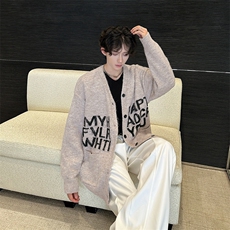 秋冬高级字母慵懒风软糯毛衣开衫男女复古针织外套MY09816-P57，男装针织衫/毛衣，星座308B-2