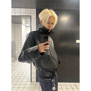 美式复古短款拉链皮衣外套cleanfit飞行员机车夹克男JK9805-P90图片