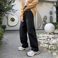 美式复古牛仔裤男春秋潮牌cleanfit宽松阔腿裤百搭高街设计感长裤，男装牛仔裤，星座601-1