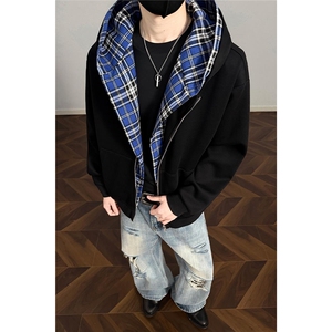26春季新款350g重磅华棉可拆卸假两件卫衣外套男W6062-特P65控128图片