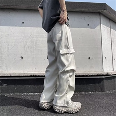 工装裤男夏季美式街头复古小众设计感阔腿伞兵裤痞帅休闲裤子，男装休闲裤，星座716-4