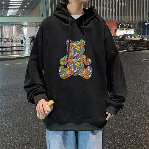 WY2222-P35  纯棉连帽卫衣男大码运动帽衫宽松薄外套男图片