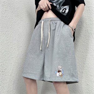 HD74239-P22 华夫格短裤男大码宽松五分裤男直筒中裤图片