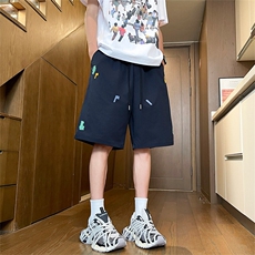 短裤男夏季美式复古拼接五分裤潮牌宽松大码XZ102B-1DK2501P25，男装牛仔裤，星座102B-1