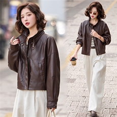 已出货春装新品立领皮衣外套女小个子美拉德时尚流行显瘦机车服，女装皮衣，吾爱衣